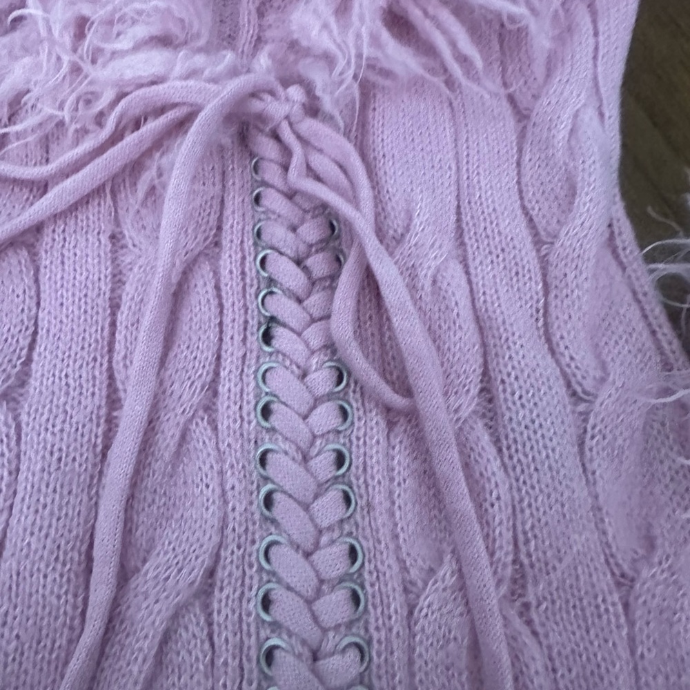 Women's Pink Feathered Sweater - Picture 6 of 7